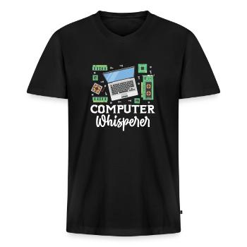Computer - Männer Premium Bio T-Shirt mit V-Ausschnitt - Schwarz - Vorne - Nico (187cm)