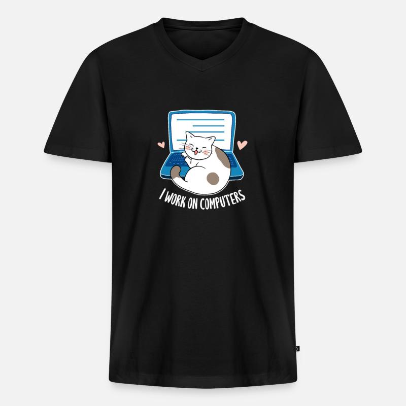 Computer - Männer Premium Bio T-Shirt mit V-Ausschnitt - Schwarz