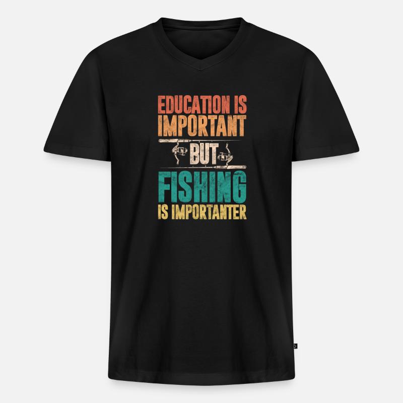 Angler - Männer Premium Bio T-Shirt mit V-Ausschnitt - Schwarz