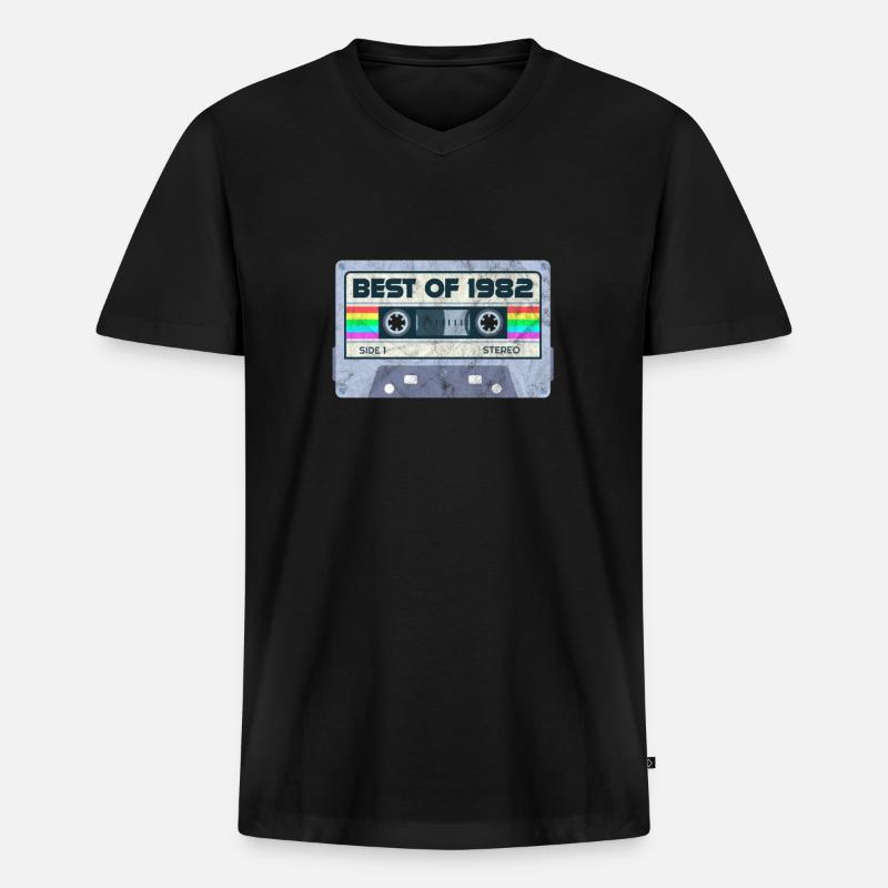 1982 - Männer Premium Bio T-Shirt mit V-Ausschnitt - Schwarz