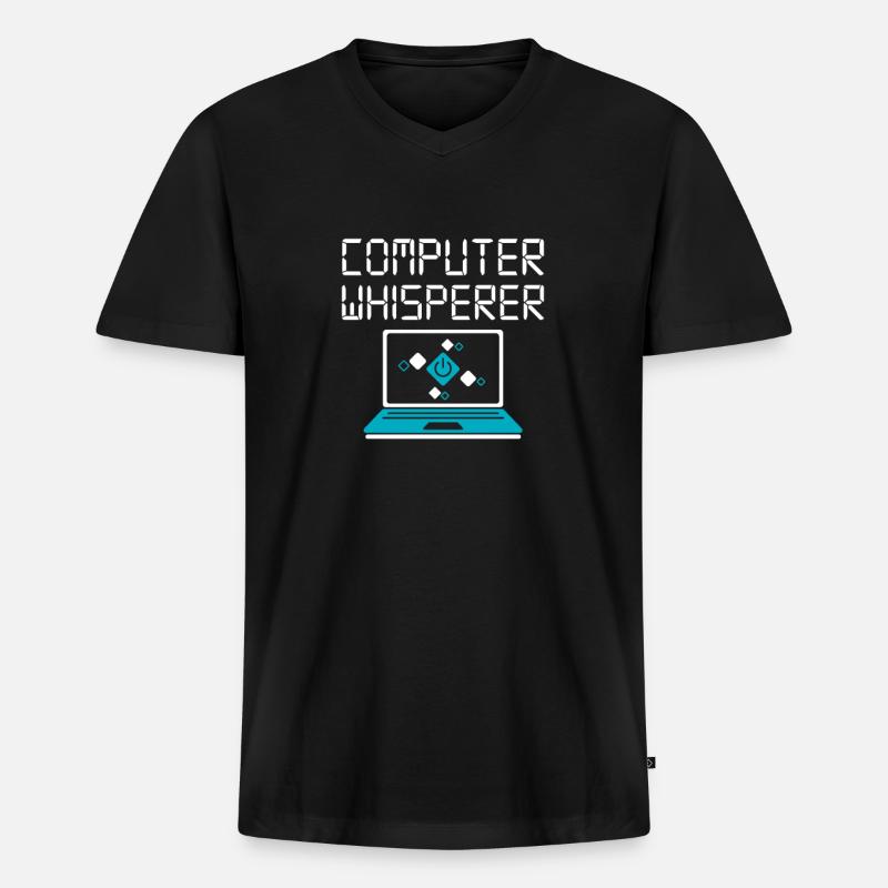 Computer - Männer Premium Bio T-Shirt mit V-Ausschnitt - Schwarz