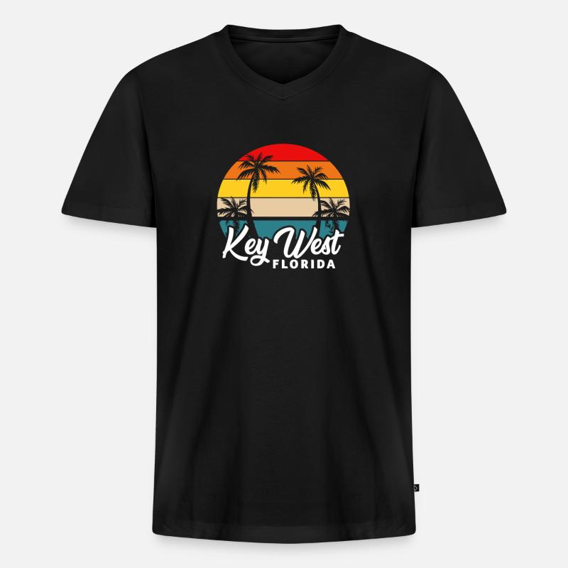 Florida - Männer Premium Bio T-Shirt mit V-Ausschnitt - Schwarz