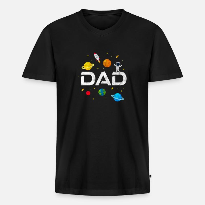 Vater - Männer Premium Bio T-Shirt mit V-Ausschnitt - Schwarz