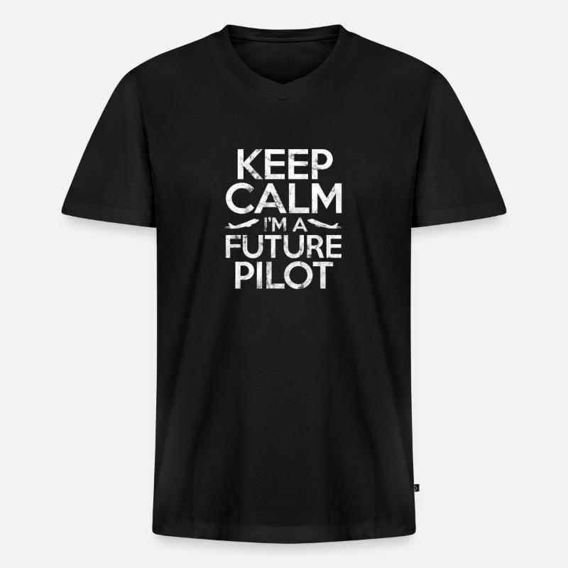 Pilot - Männer Premium Bio T-Shirt mit V-Ausschnitt - Schwarz