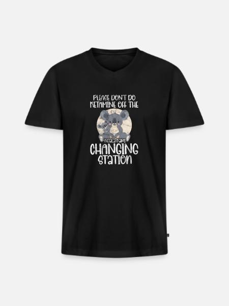 Koala - Männer Premium Bio T-Shirt mit V-Ausschnitt - Schwarz