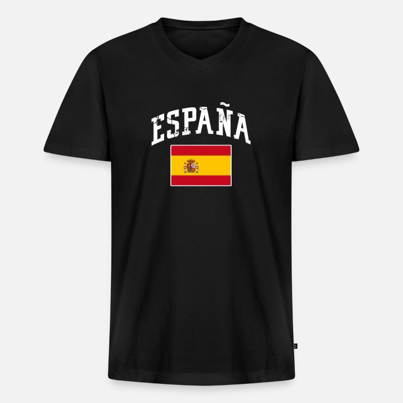 Spanien - Männer Premium Bio T-Shirt mit V-Ausschnitt - Schwarz