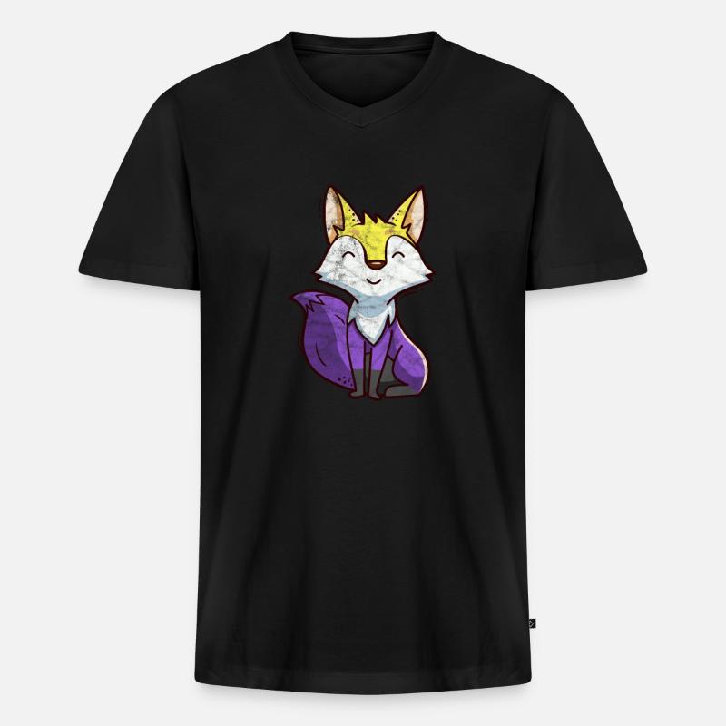 Fuchs - Männer Premium Bio T-Shirt mit V-Ausschnitt - Schwarz