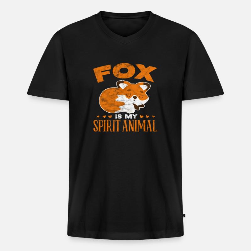 Fuchs - Männer Premium Bio T-Shirt mit V-Ausschnitt - Schwarz