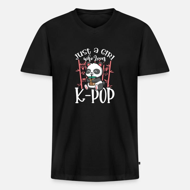 K-Pop - Männer Premium Bio T-Shirt mit V-Ausschnitt - Schwarz