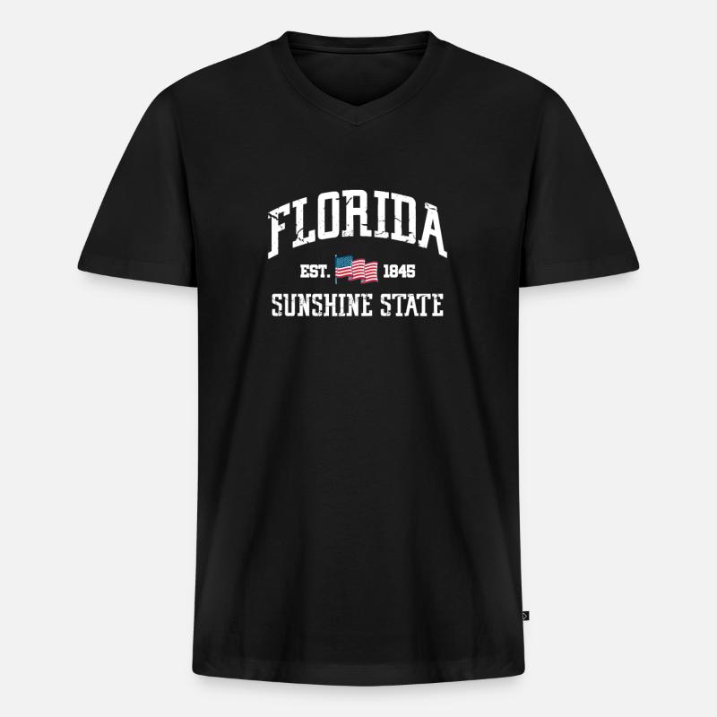 Florida - Männer Premium Bio T-Shirt mit V-Ausschnitt - Schwarz