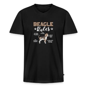 Beagle - Männer Premium Bio T-Shirt mit V-Ausschnitt - Schwarz - Vorne - Nico (187cm)