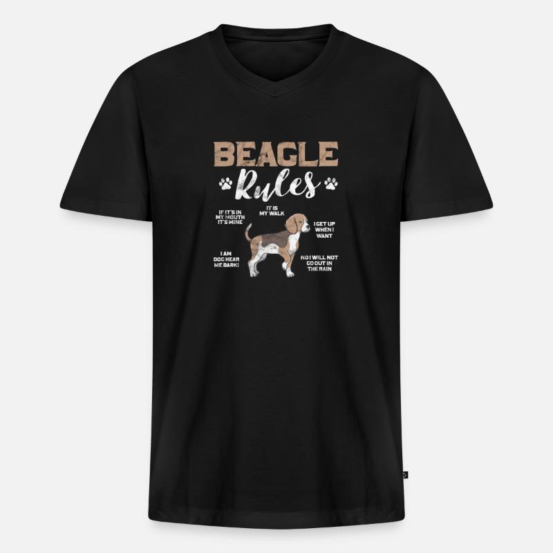 Beagle - Männer Premium Bio T-Shirt mit V-Ausschnitt - Schwarz