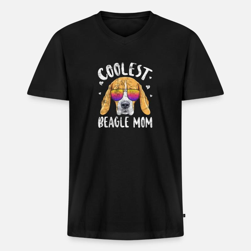 Beagle Mama - Männer Premium Bio T-Shirt mit V-Ausschnitt - Schwarz