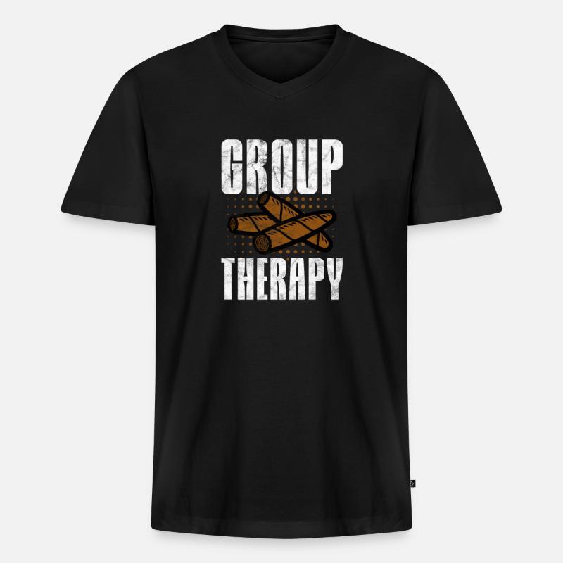Zigarre - Männer Premium Bio T-Shirt mit V-Ausschnitt - Schwarz