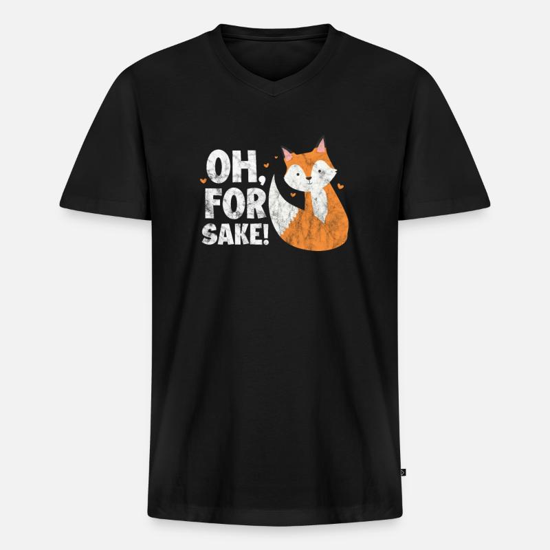 Fuchs - Männer Premium Bio T-Shirt mit V-Ausschnitt - Schwarz