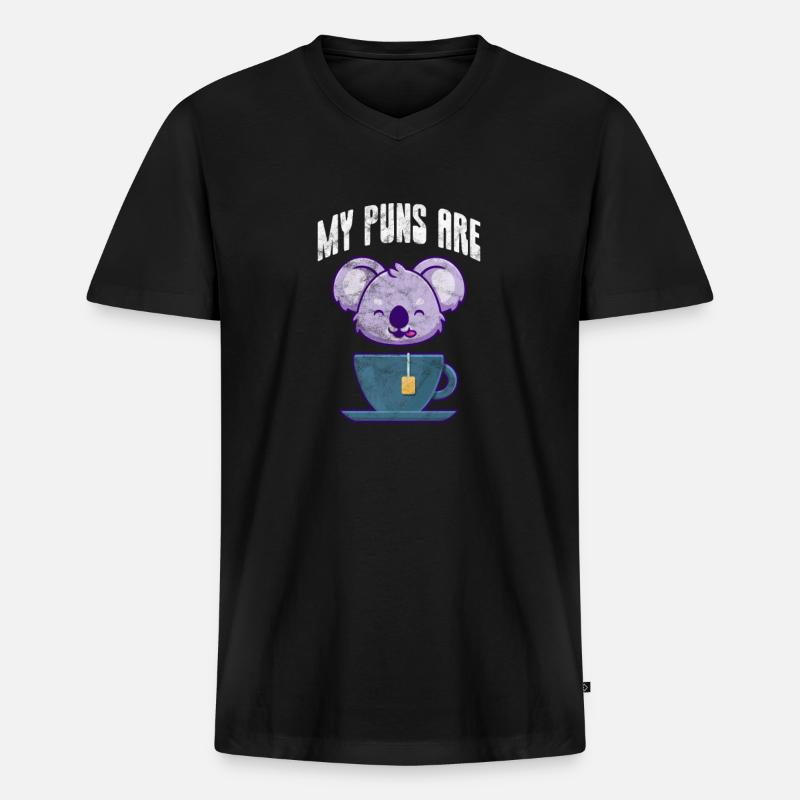 Koala - Männer Premium Bio T-Shirt mit V-Ausschnitt - Schwarz