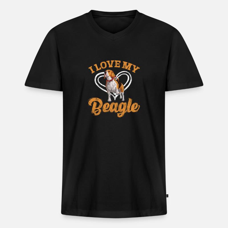 Beagle - Männer Premium Bio T-Shirt mit V-Ausschnitt - Schwarz