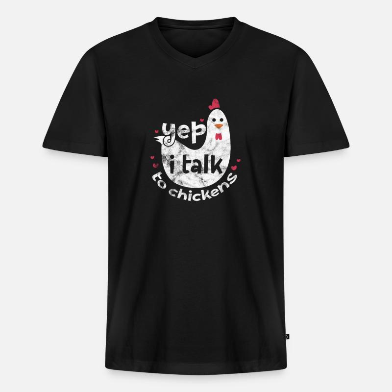 Huhn - Männer Premium Bio T-Shirt mit V-Ausschnitt - Schwarz