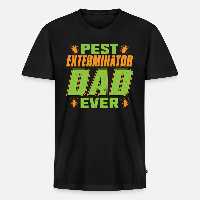 Schädlingsbekämpfer Dad Ever -Schädlingsbekämpfung - Männer Premium Bio T-Shirt mit V-Ausschnitt - Schwarz