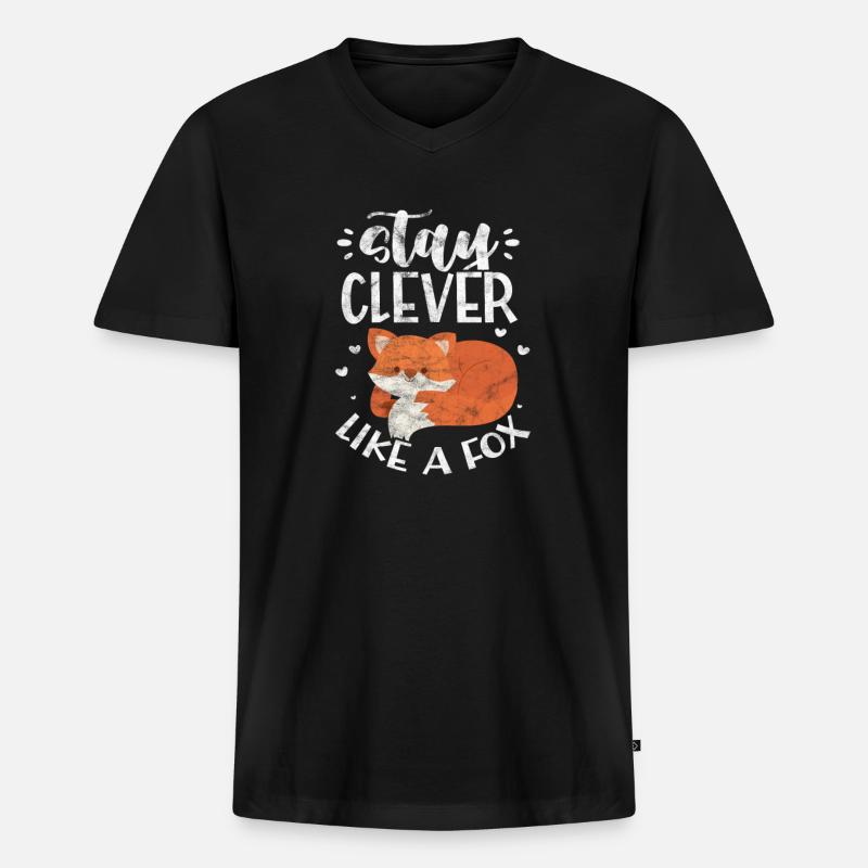 Fuchs - Männer Premium Bio T-Shirt mit V-Ausschnitt - Schwarz