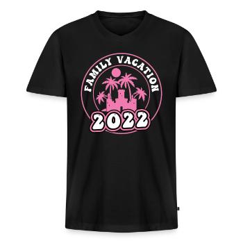 Familienurlaub 2022 - Männer Premium Bio T-Shirt mit V-Ausschnitt - Schwarz - Vorne - Nico (187cm)