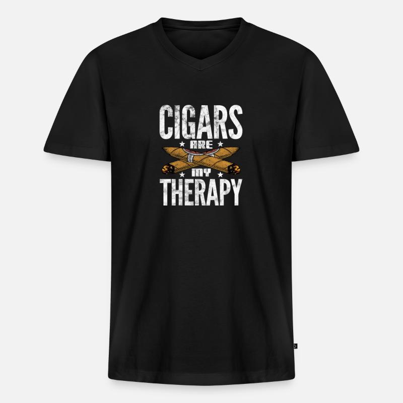 Zigarre - Männer Premium Bio T-Shirt mit V-Ausschnitt - Schwarz