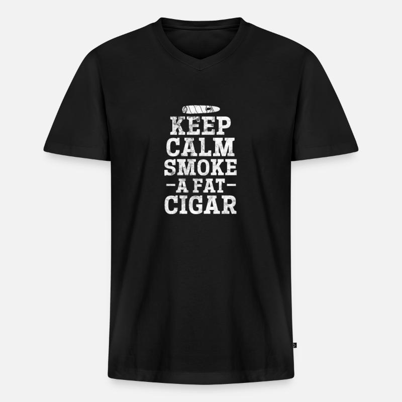 Zigarre - Männer Premium Bio T-Shirt mit V-Ausschnitt - Schwarz