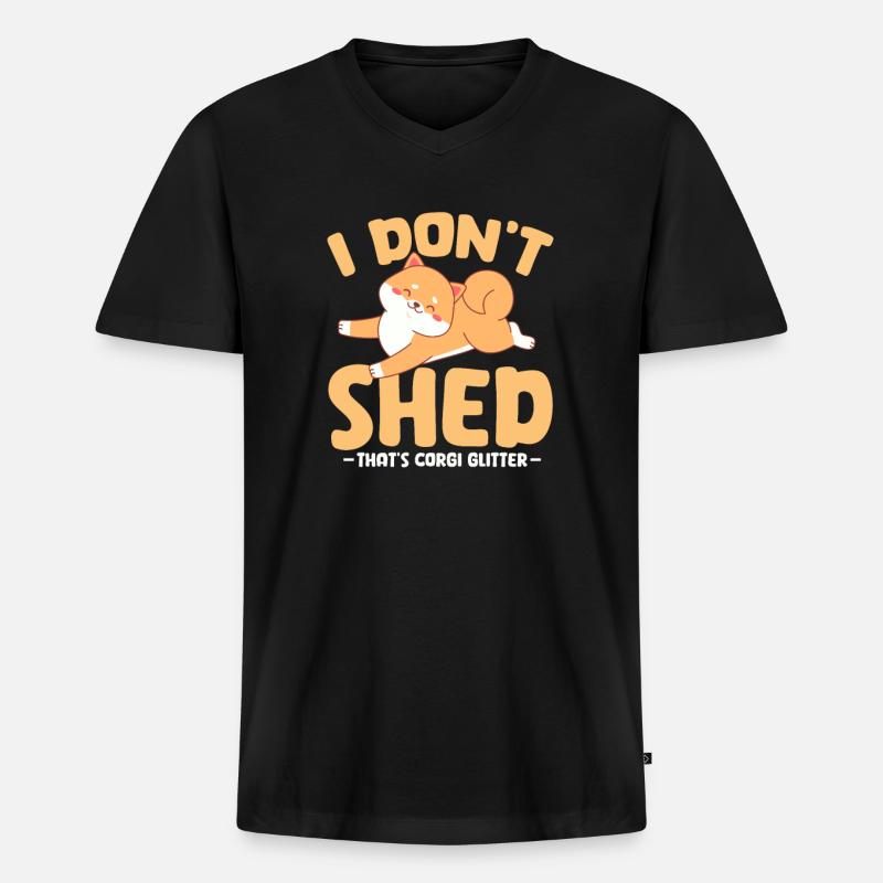 Corgi - Männer Premium Bio T-Shirt mit V-Ausschnitt - Schwarz