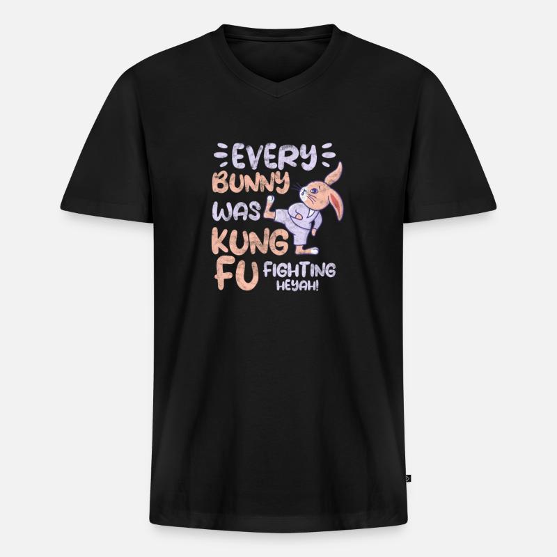 Kung Fu - Männer Premium Bio T-Shirt mit V-Ausschnitt - Schwarz