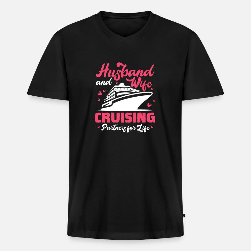 Kreuzfahrt Hochzeit - Männer Premium Bio T-Shirt mit V-Ausschnitt - Schwarz