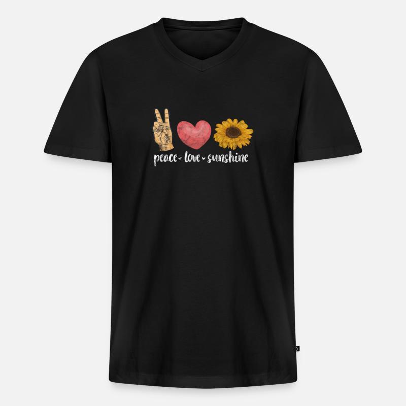 Hippie - Männer Premium Bio T-Shirt mit V-Ausschnitt - Schwarz