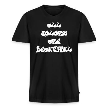 all colors are beautiful - Männer Premium Bio T-Shirt mit V-Ausschnitt - Schwarz - Vorne - Nico (187cm)