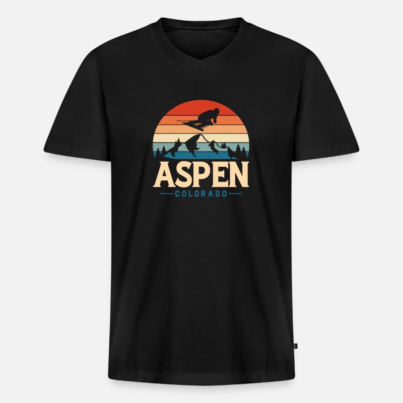 Aspen - Männer Premium Bio T-Shirt mit V-Ausschnitt - Schwarz