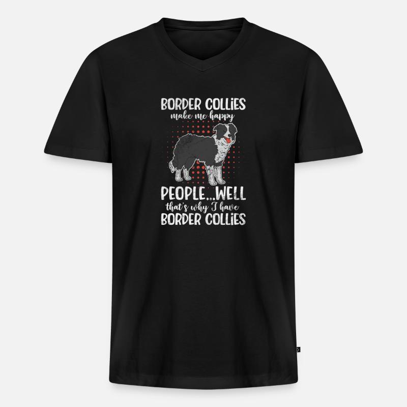 Border Collie - Männer Premium Bio T-Shirt mit V-Ausschnitt - Schwarz