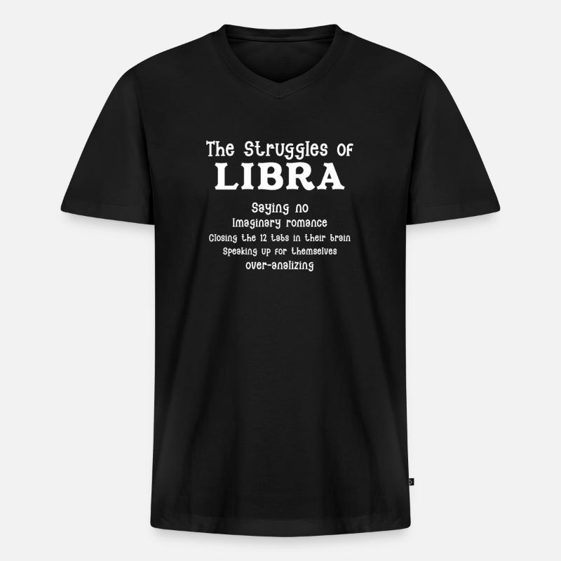 Waage - Männer Premium Bio T-Shirt mit V-Ausschnitt - Schwarz