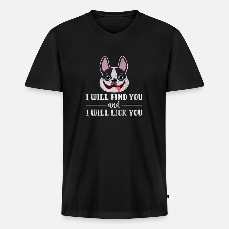 Boston Terrier - Männer Premium Bio T-Shirt mit V-Ausschnitt - Schwarz