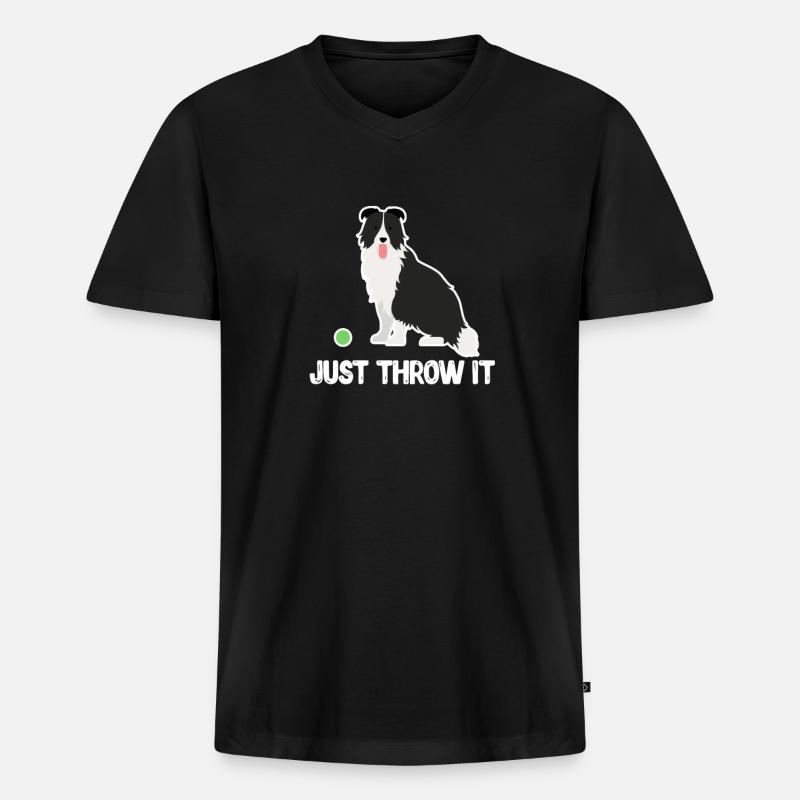 Border Collie - Männer Premium Bio T-Shirt mit V-Ausschnitt - Schwarz