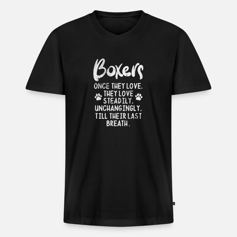 Boxer Hund - Männer Premium Bio T-Shirt mit V-Ausschnitt - Schwarz