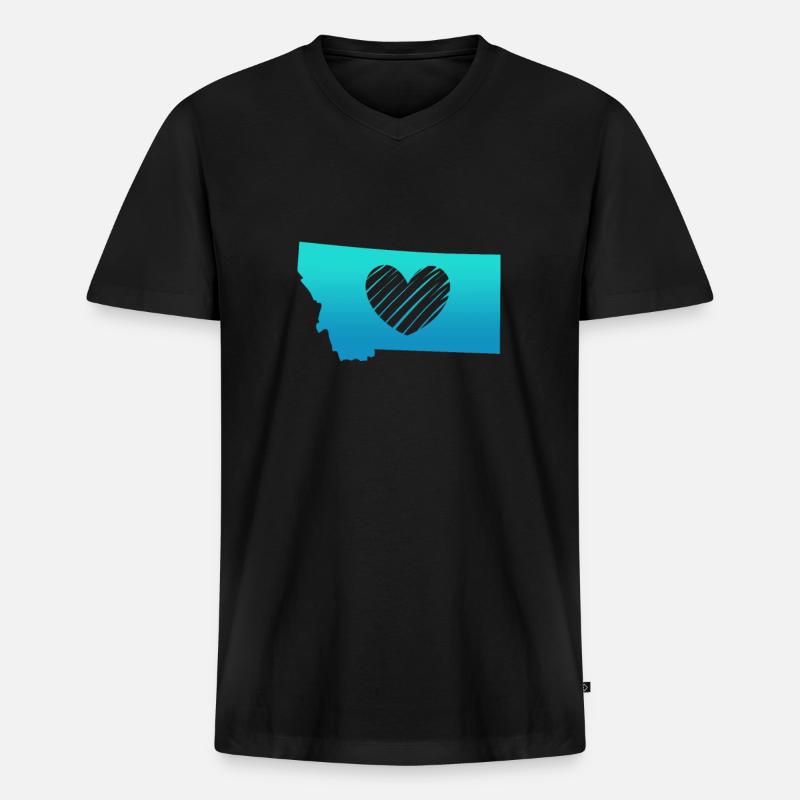 Montana - Männer Premium Bio T-Shirt mit V-Ausschnitt - Schwarz