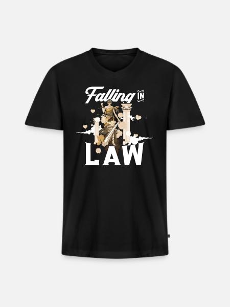 Falling In Law - Jurastudent - Männer Premium Bio T-Shirt mit V-Ausschnitt - Schwarz