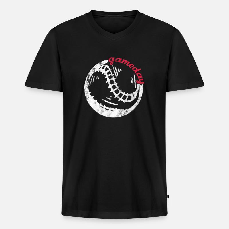 Softball - Männer Premium Bio T-Shirt mit V-Ausschnitt - Schwarz
