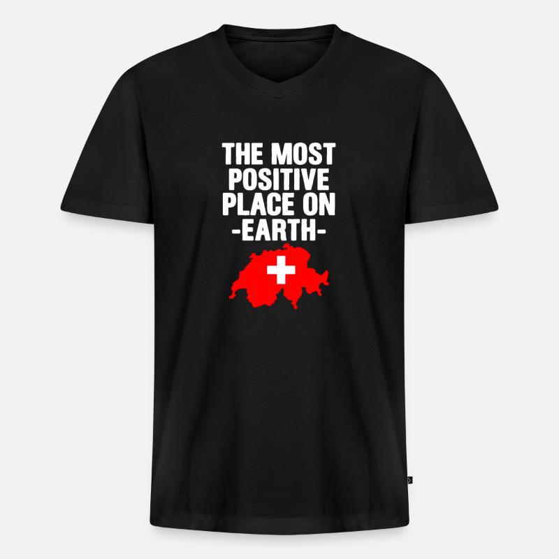 Schweiz - Männer Premium Bio T-Shirt mit V-Ausschnitt - Schwarz