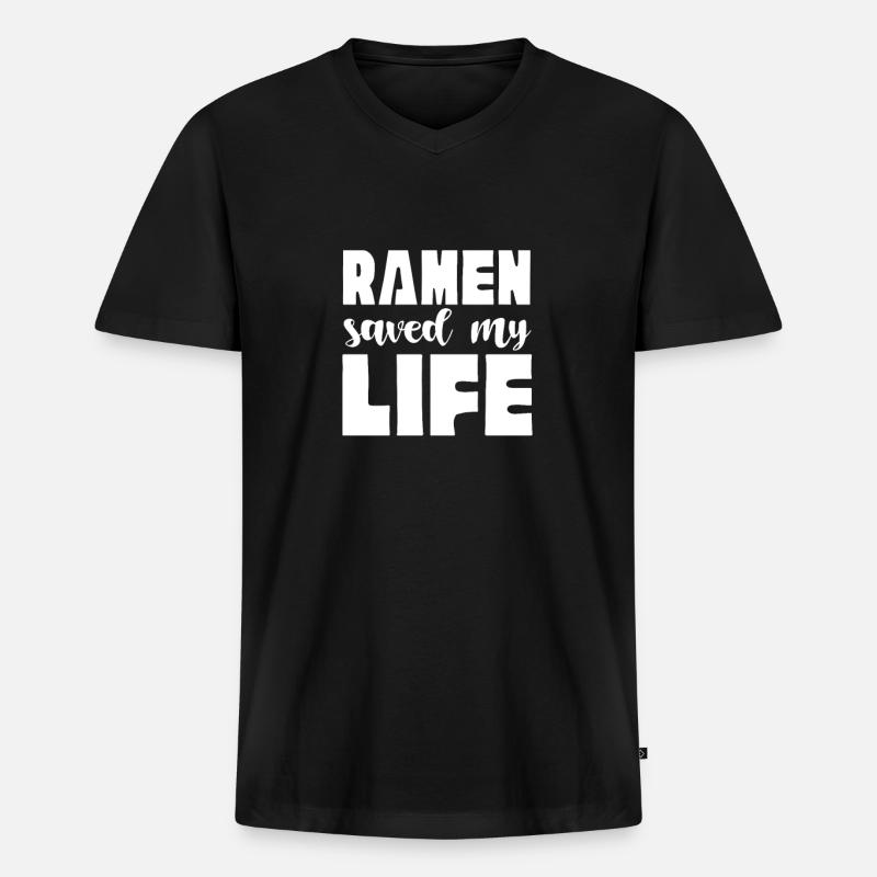 Ramen - Männer Premium Bio T-Shirt mit V-Ausschnitt - Schwarz