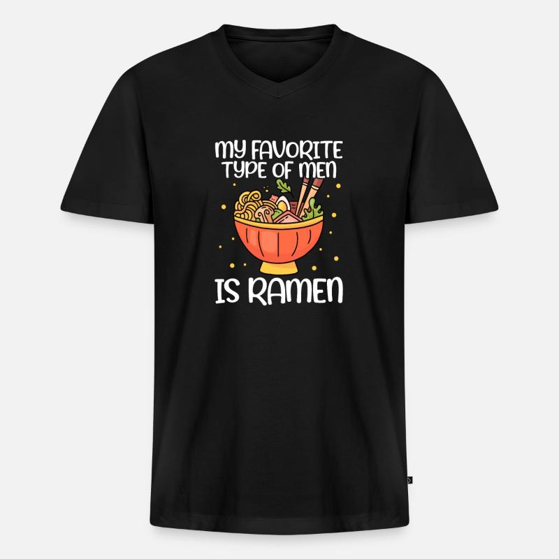 Ramen - Männer Premium Bio T-Shirt mit V-Ausschnitt - Schwarz