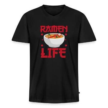 Ramen - Men's Premium Organic T-shirt with V-neck - black - Front - Nico (187cm)