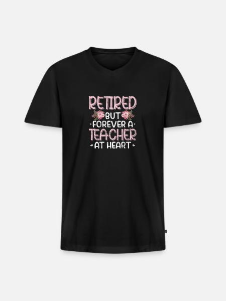 Retired teacher - Men's Premium Organic T-shirt with V-neck - black