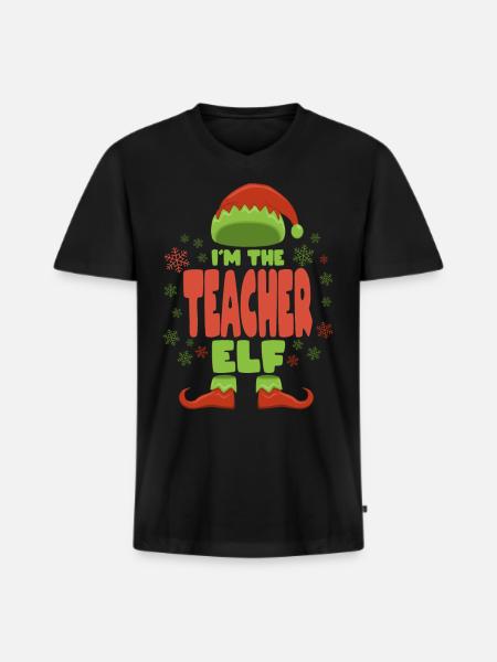 Professeur lutin de Noël - T-shirt encolure en V Premium bio Homme - noir