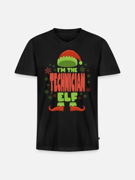 Technician Christmas Elf - Men's Premium Organic T-shirt with V-neck - black