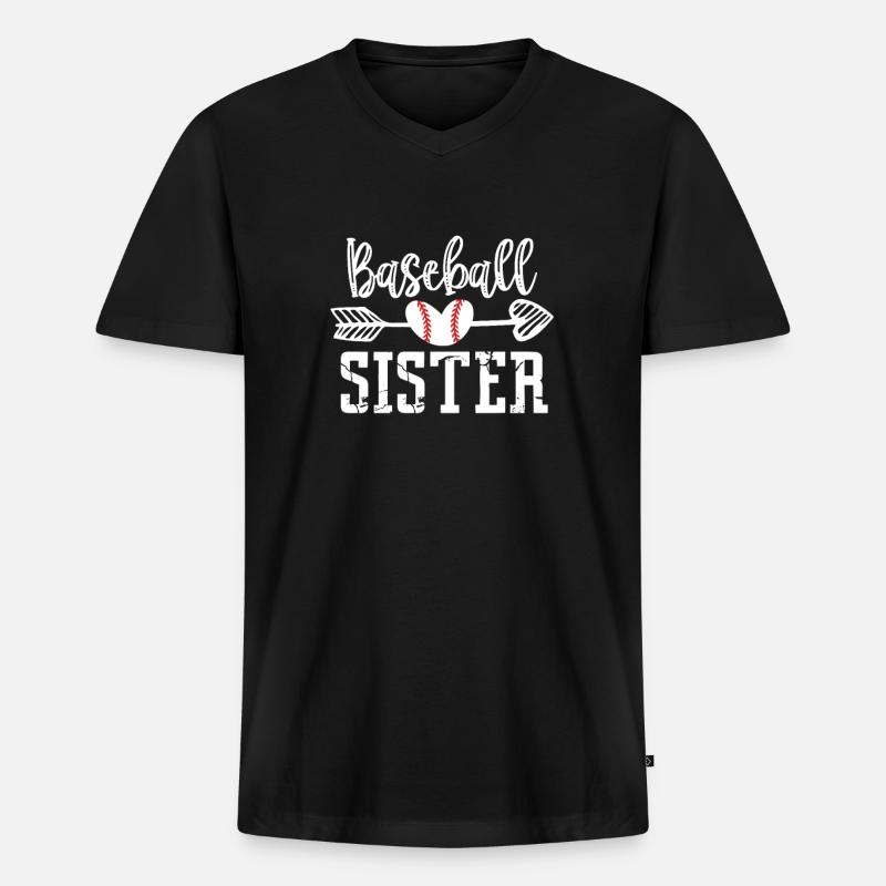 Baseball Schwester - Männer Premium Bio T-Shirt mit V-Ausschnitt - Schwarz