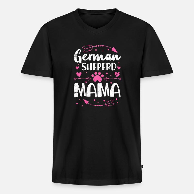 Deutscher Schäferhund Mutter - Männer Premium Bio T-Shirt mit V-Ausschnitt - Schwarz